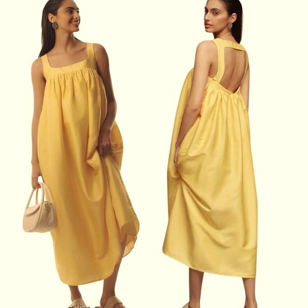 Anthropologie Pinnacle Shruti Sancheti Yellow Babydoll Maxi Dress Size S
